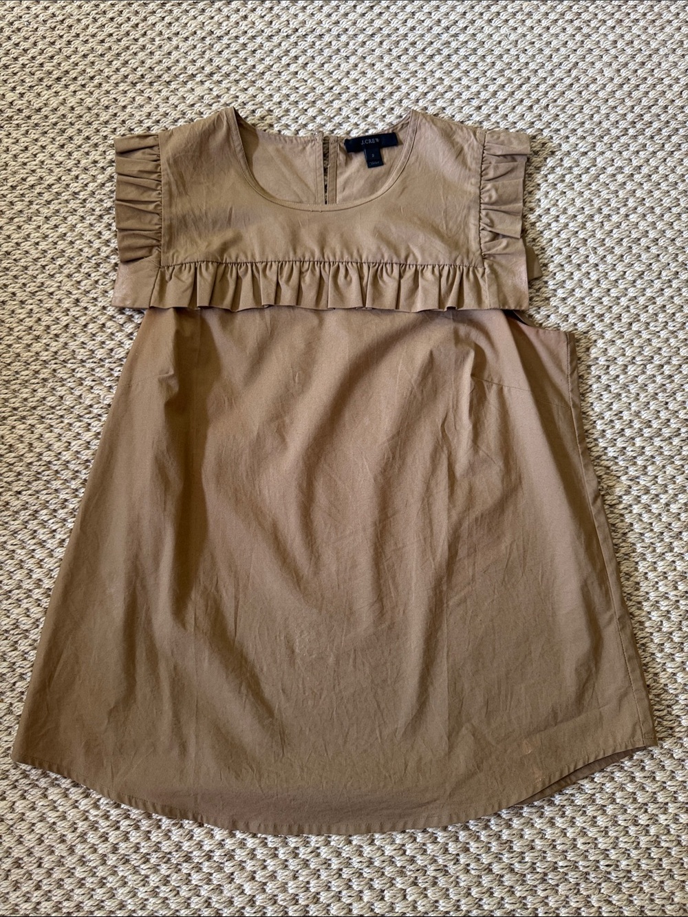 J. Crew Sleeveless Ruffle Yoke Tunic in Taupe